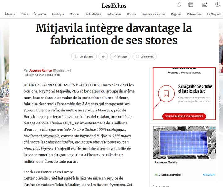 Les echos Mitjavila fabrication stores