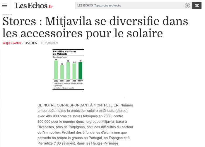 Mitjavila se diversifie dans les accessoires pour le solaire - Les Echos.fr