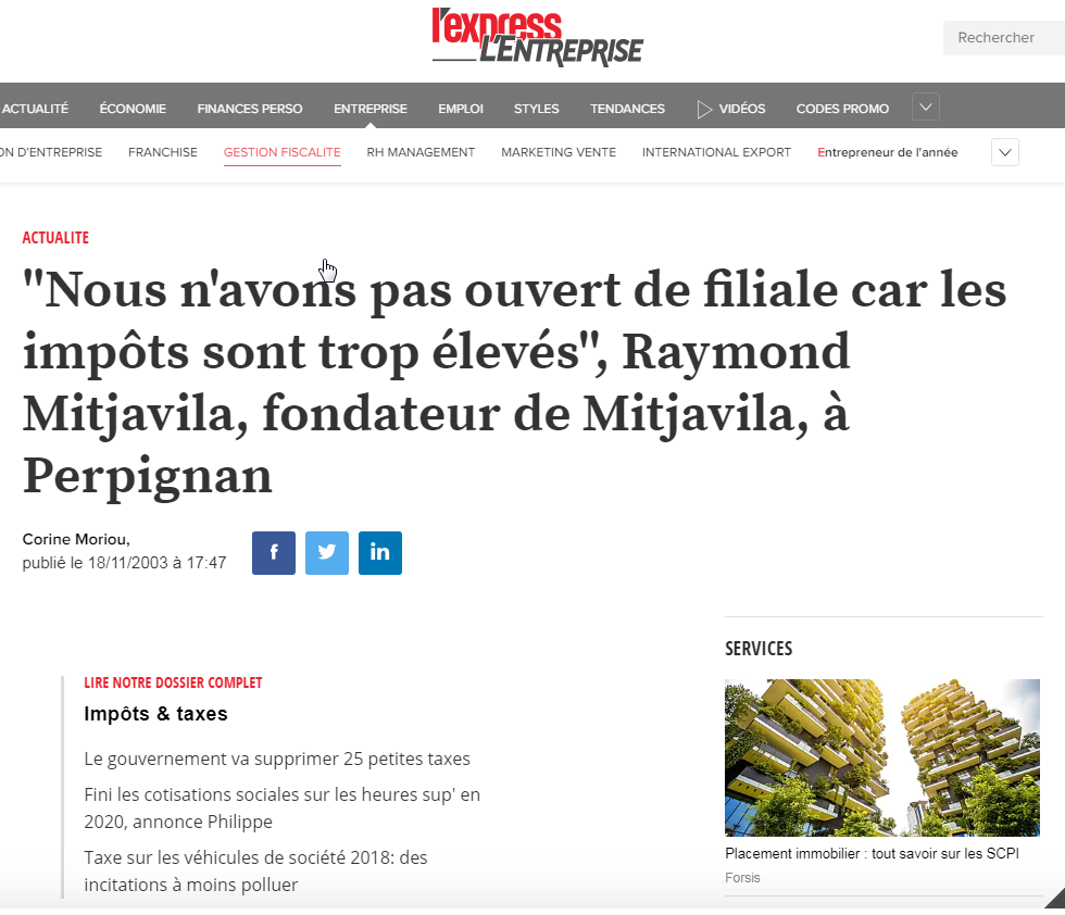 Raymond Mitjavila Impôts trop importants - L'express