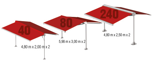 Dimensions abri 40, abri 80 et abri 240