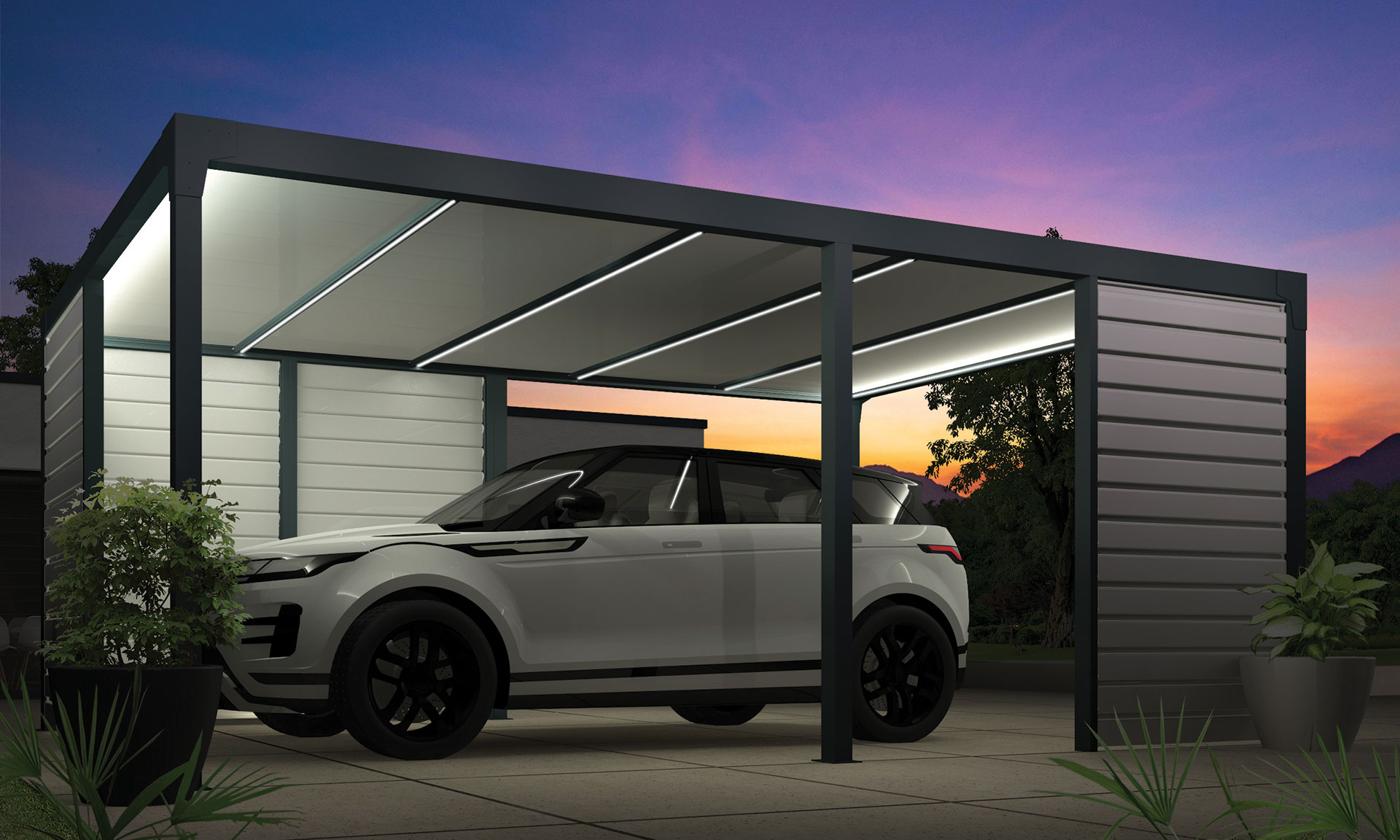 Pérgola Top Lucia fixada com painéis - MITJAVILA