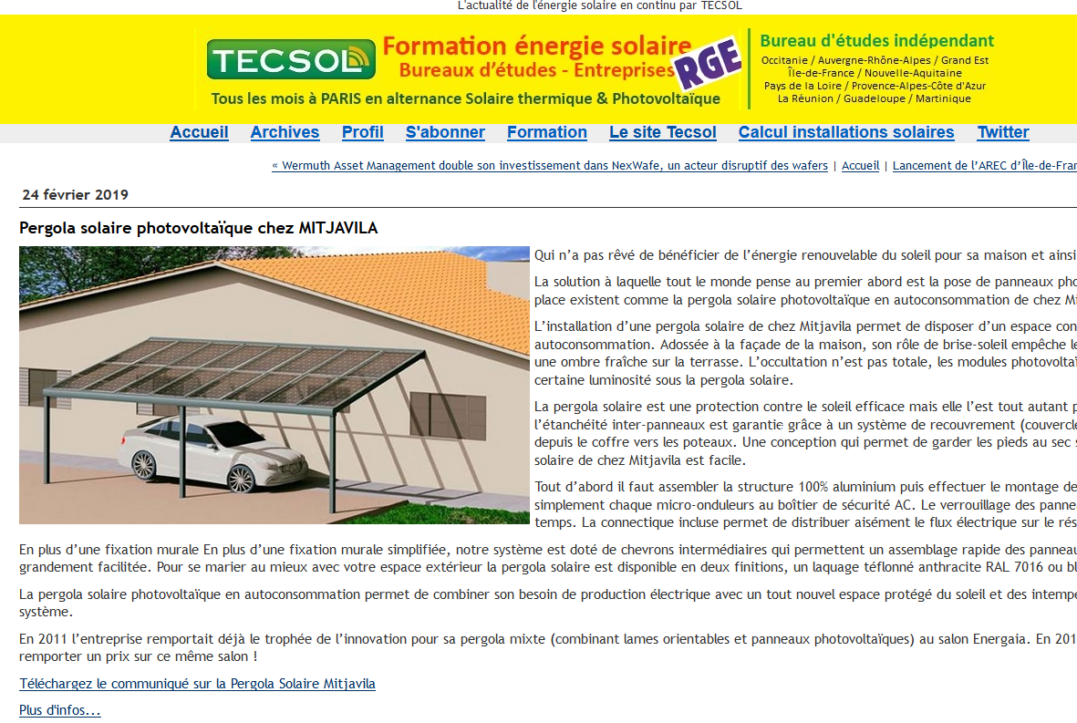 Tecsol Pergola solaire